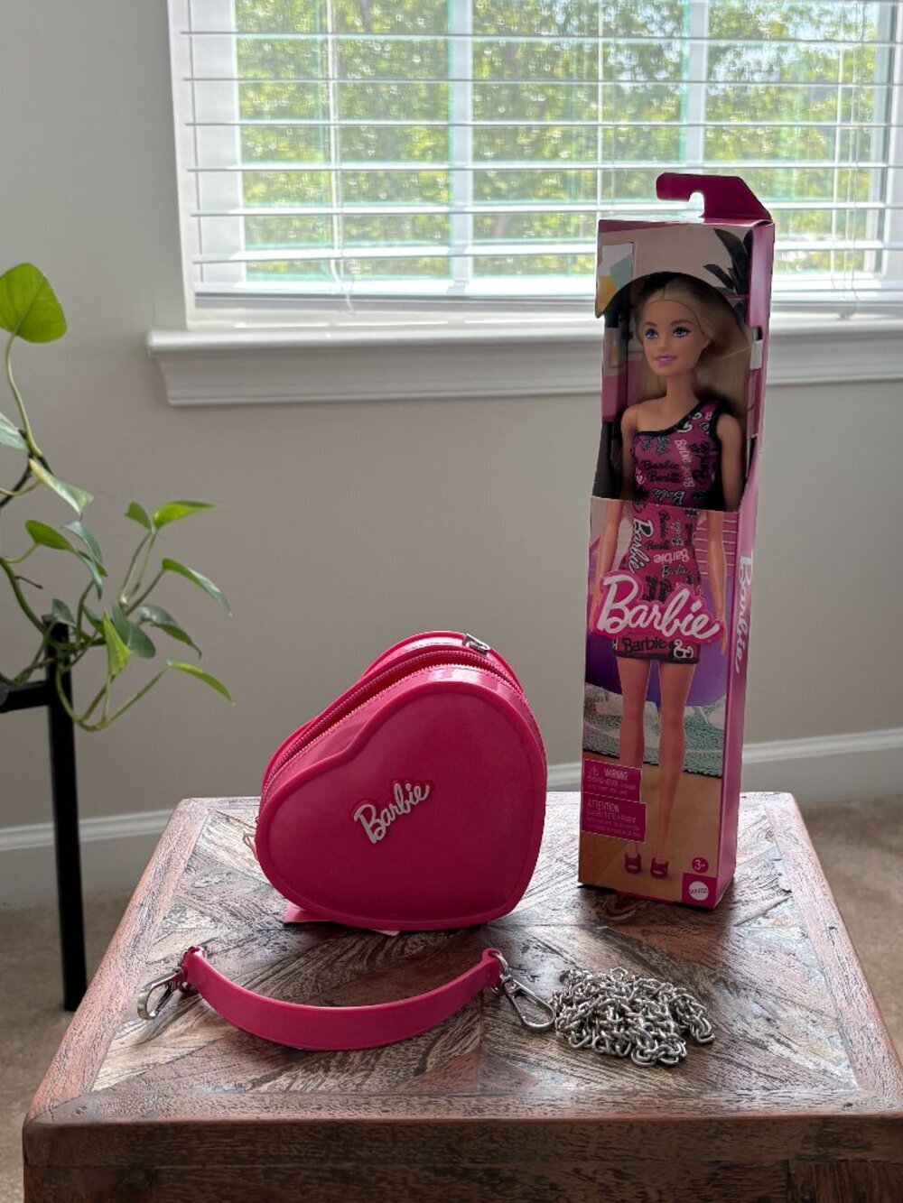 Miniso Barbie Heart-Shaped Jelly Purse and Mattel Blond Haired Barbie Bundle